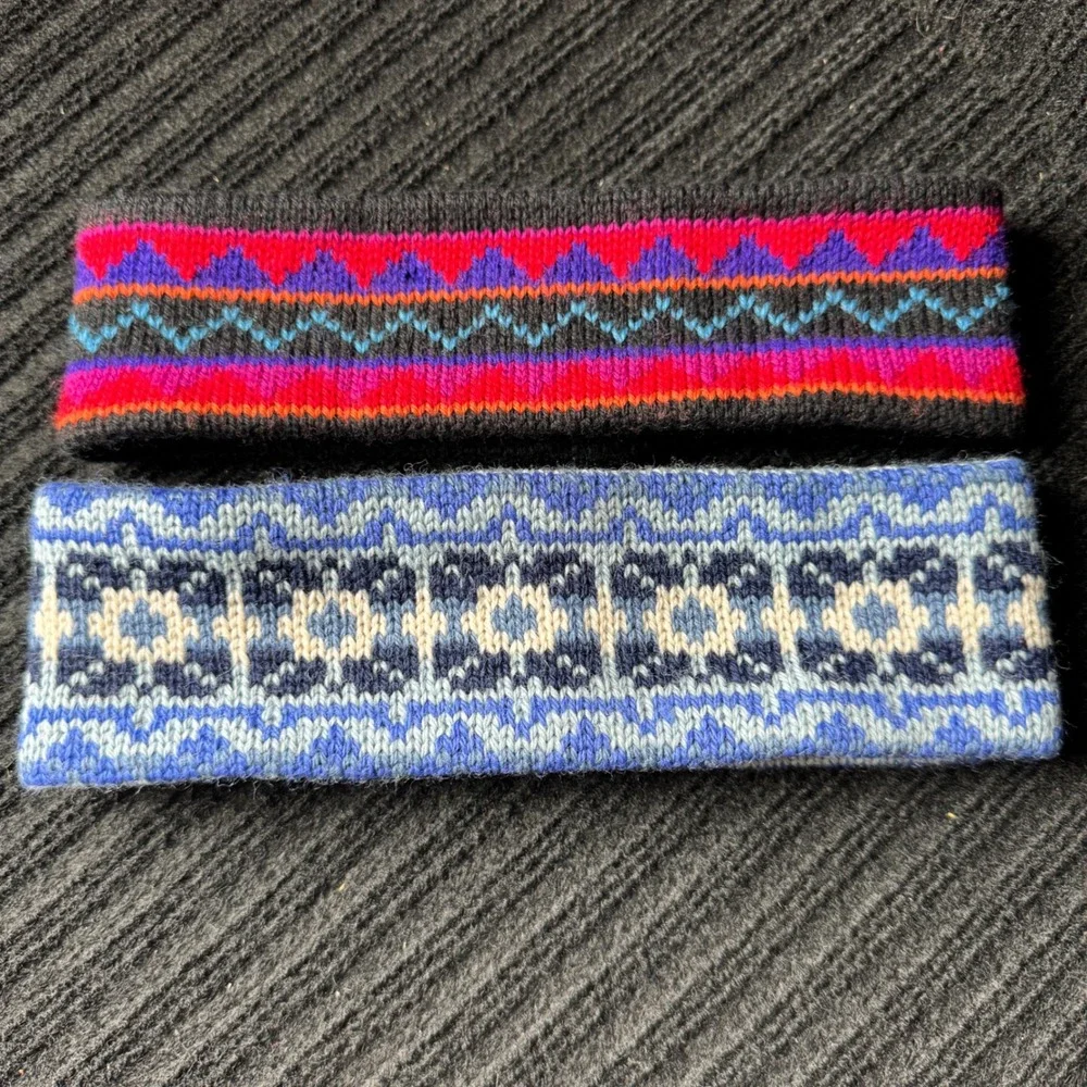 Merkley Headgear Wool Fleece Lined Headband Ear Warmer Womens 2 Nordic Geometric